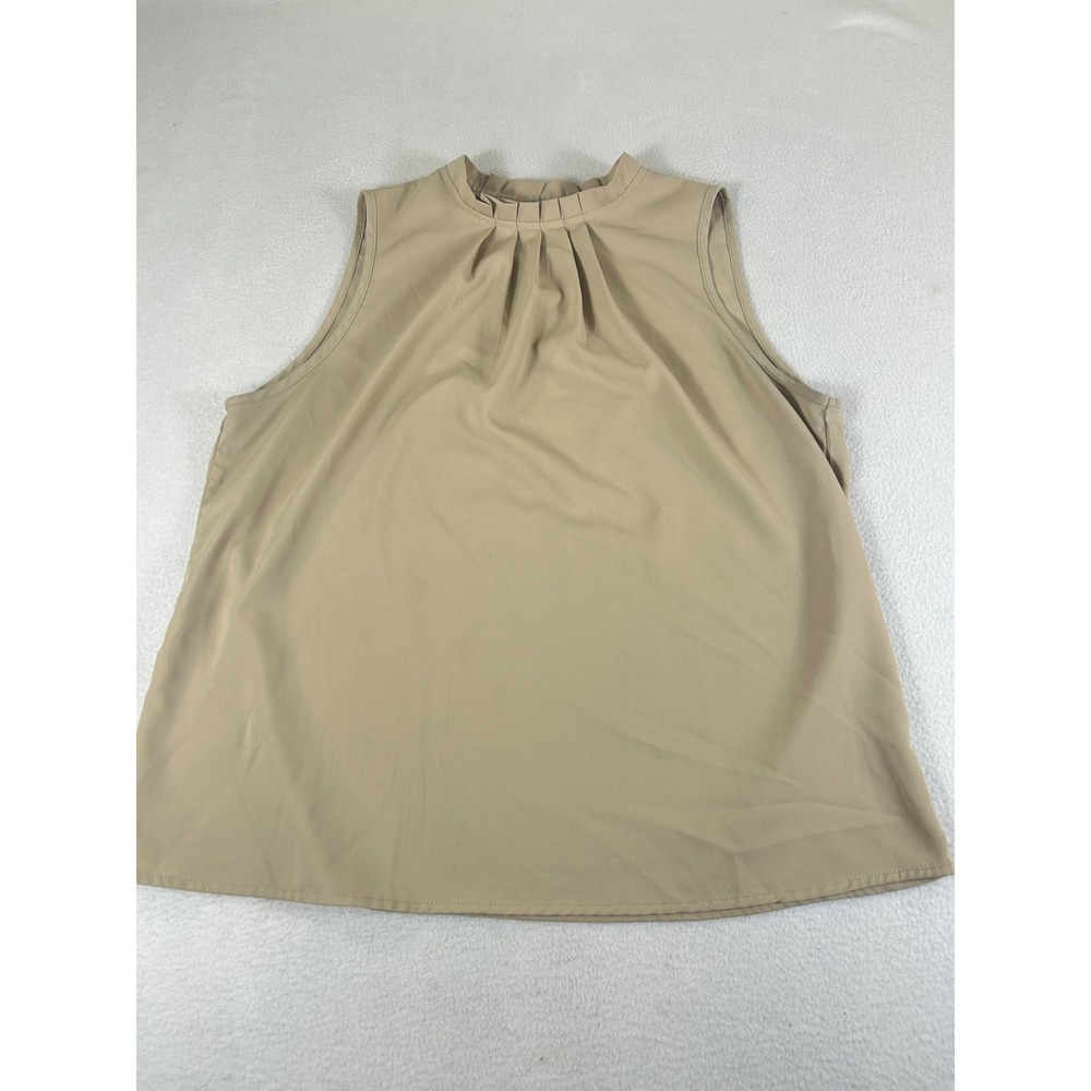 SHEIN Blouse Women XL Tan Minimalist Officecore Top